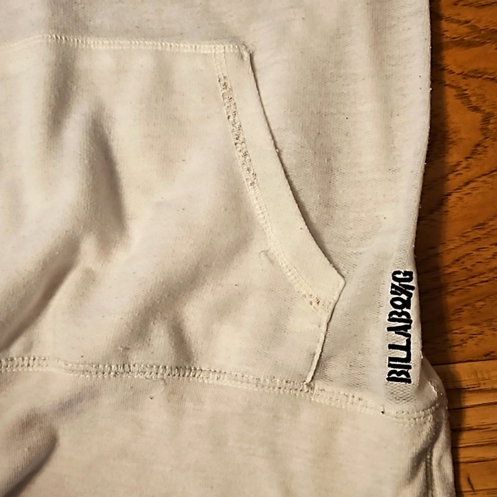 Billabong Sheer Long Sleeve Top White Shirt Large Kangaroo Pocket Women's - Picture 4 of 6